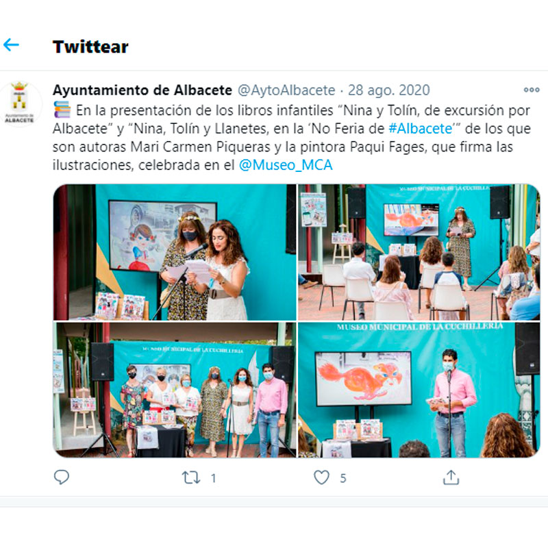 twit del Ayuntamiento de Albacete de Nina y Tolín